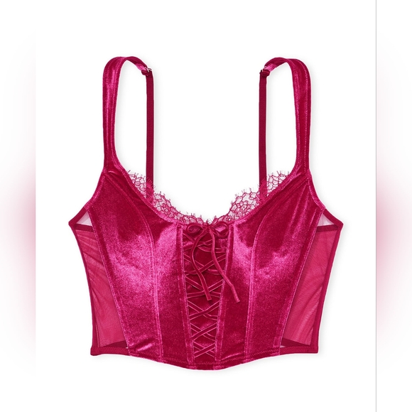 Victoria's Secret Other - Victoria Secret Unlined Lace-Up Velvet Corset Top